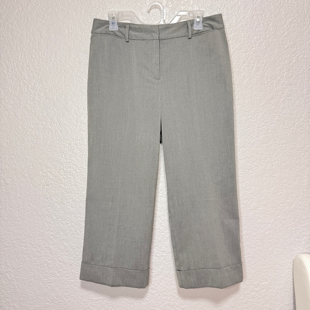 Ann Taylor Women's Size 10 Gray Cropped Wide Leg Dress Pants Cuffed Hem Career